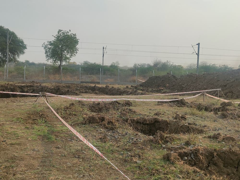 Barricaded excavation on a solar site